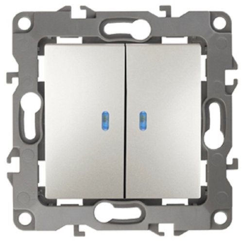 Выключатель с подсветкой без рамки Эра S12 2-кл 10А перламутр картинка